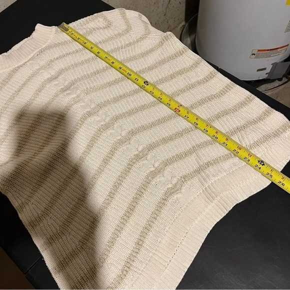 TALBOTS Outlet Metallic Gold Striped Cable Knit Mock Neck Sweater Size Large L - Picture 11 of 11